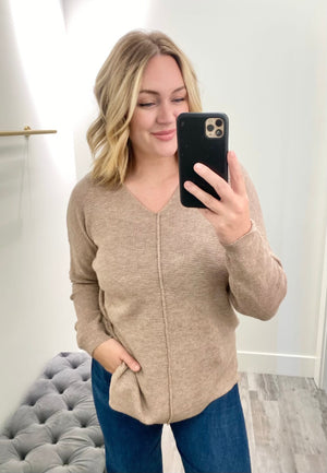 
            
                Load image into Gallery viewer, Millie V Neck Mini Waffle Top Taupe
            
        