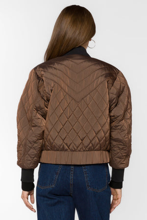 
            
                Load image into Gallery viewer, Sakura Quilted Bomber Jacket Rustic Brown
            
        