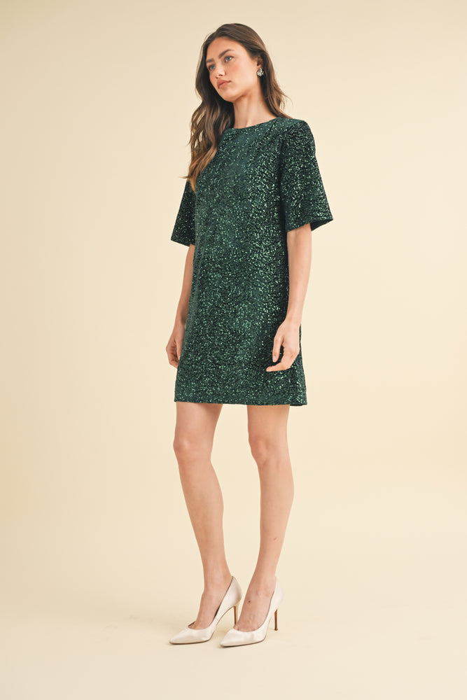 Calla Sequin Dress Green