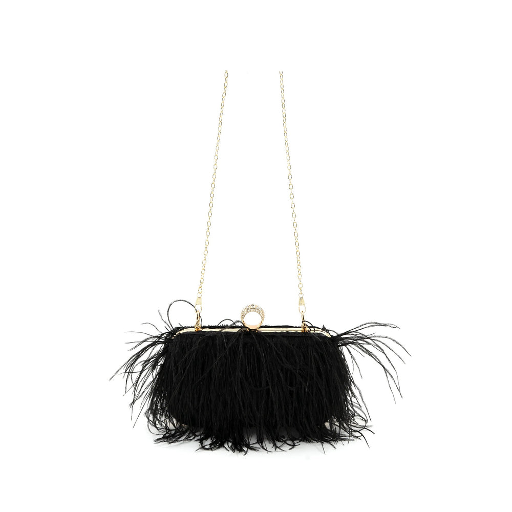Feathered Evening Clutch Black