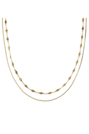 Box Chain Layered Necklace 17" + 3" Extender