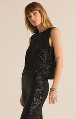 Sloane Sequin Top Black