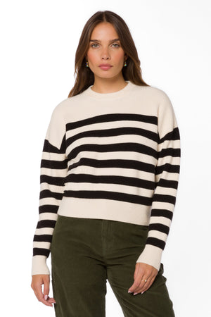 Darrell Stripe Sweater Ivory/Black