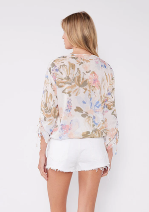 Kristen Ruched Sleeve Blouse Periwinkle Floral