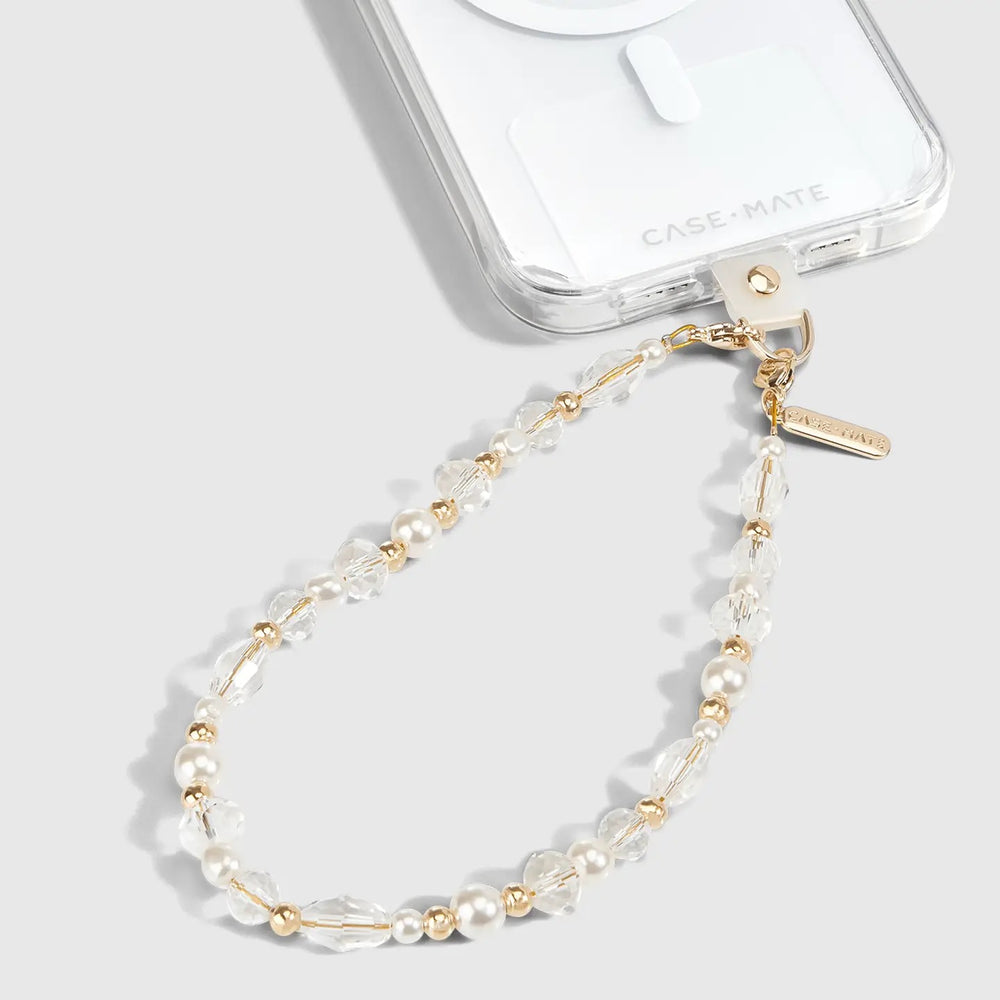 Phone Chain Wristlet - Crystal Pearl Gold