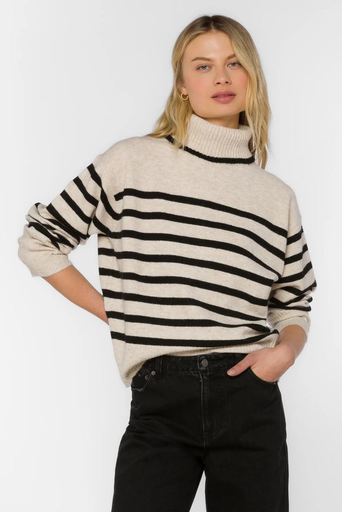 Parley Stripe Turtleneck Ivory/Black