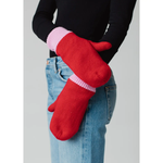 Colorblock Mittens - Pink/Red