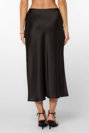 
            
                Load image into Gallery viewer, Satin Pull On Midi Skirt Black
            
        