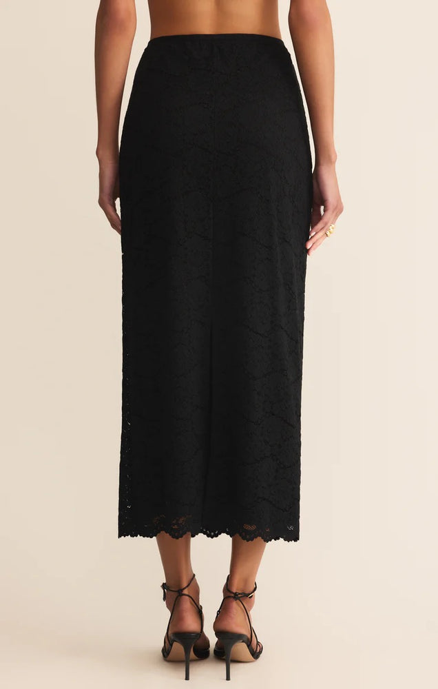 Via Lace Midi Skirt Black