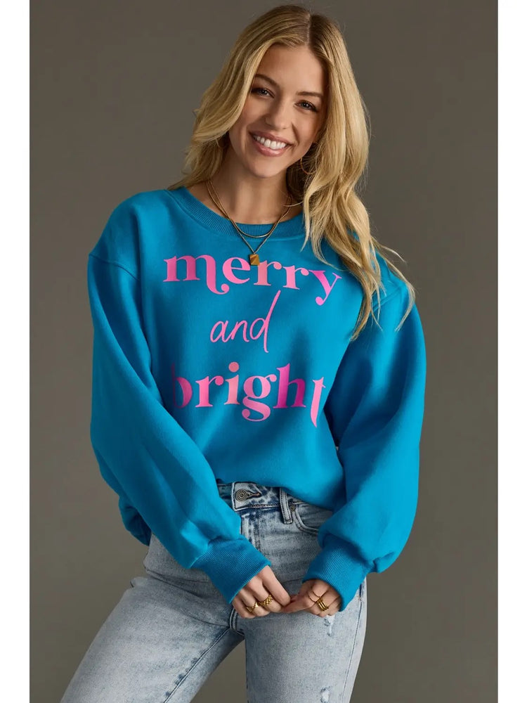 Merry & Bright Sweatshirt Blue