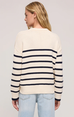 Boyfriend Stripe Sweater Sea Salt