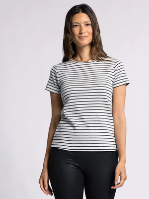 Lexi Tee Heather Grey Black Stripe