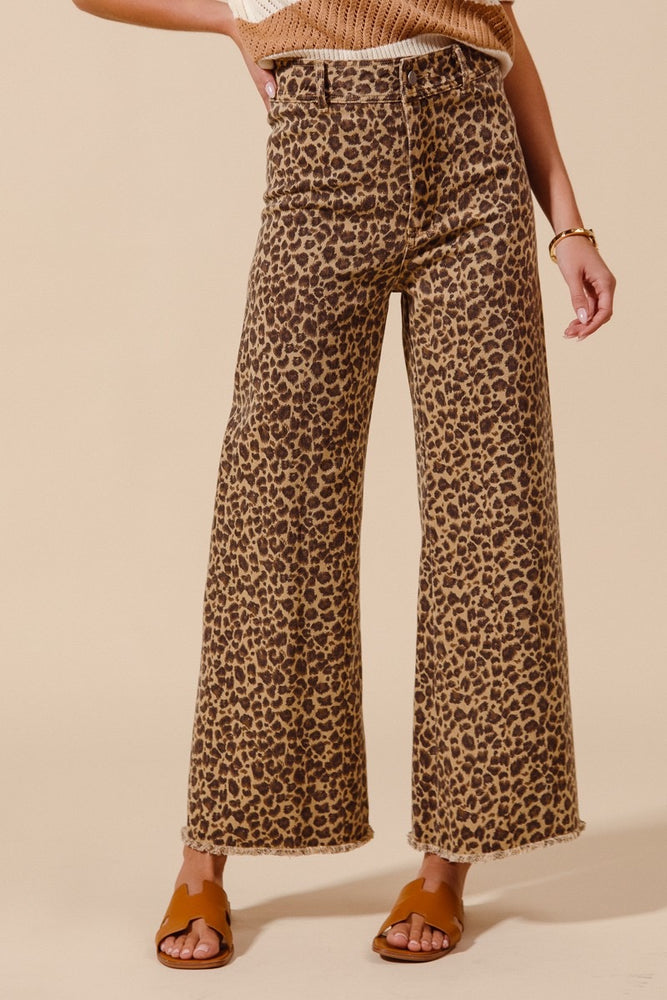 Kimber Mid-Rise Twill Denim Leopard Pant