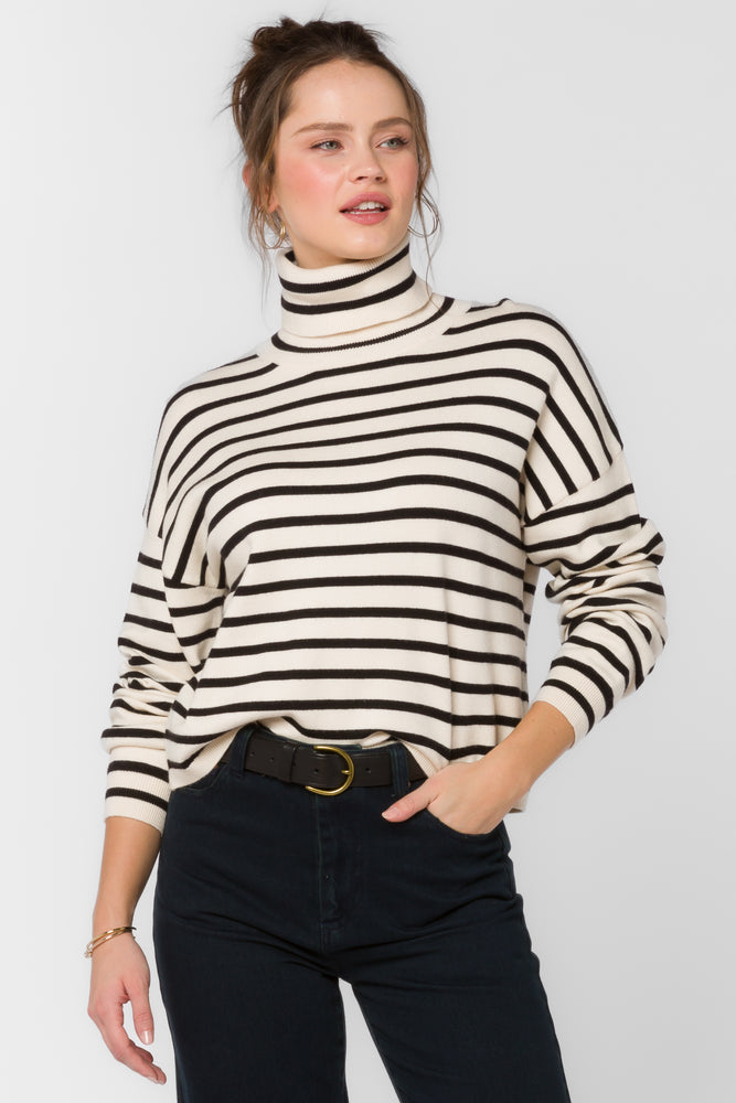 Kipp Turtleneck Off White/Black Stripe