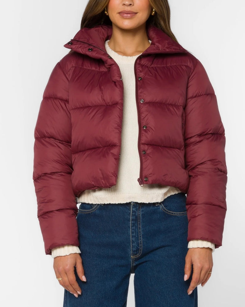 Jonas Cropped Puffer Coat Deep Burgundy