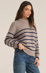 Boyfriend Stripe Sweater Heather Taupe