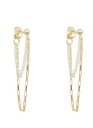 
            
                Load image into Gallery viewer, Agapantha Annie Chain Studs 14k Gold Fill Sterling Silver Mix
            
        