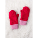 Colorblock Mittens - Pink/Red