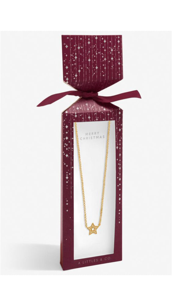 Christmas Cracker Necklace Gold - Merry Christmas
