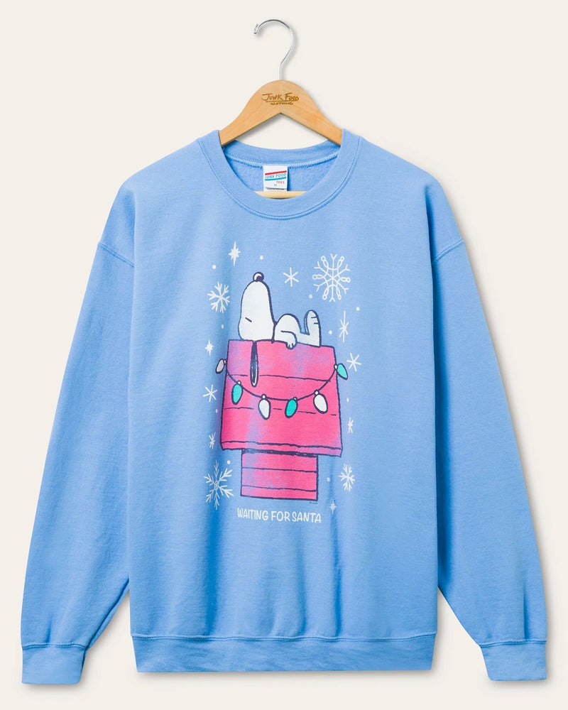 Snoopy Waiting for Santa Fleece Sweatshirt Blue