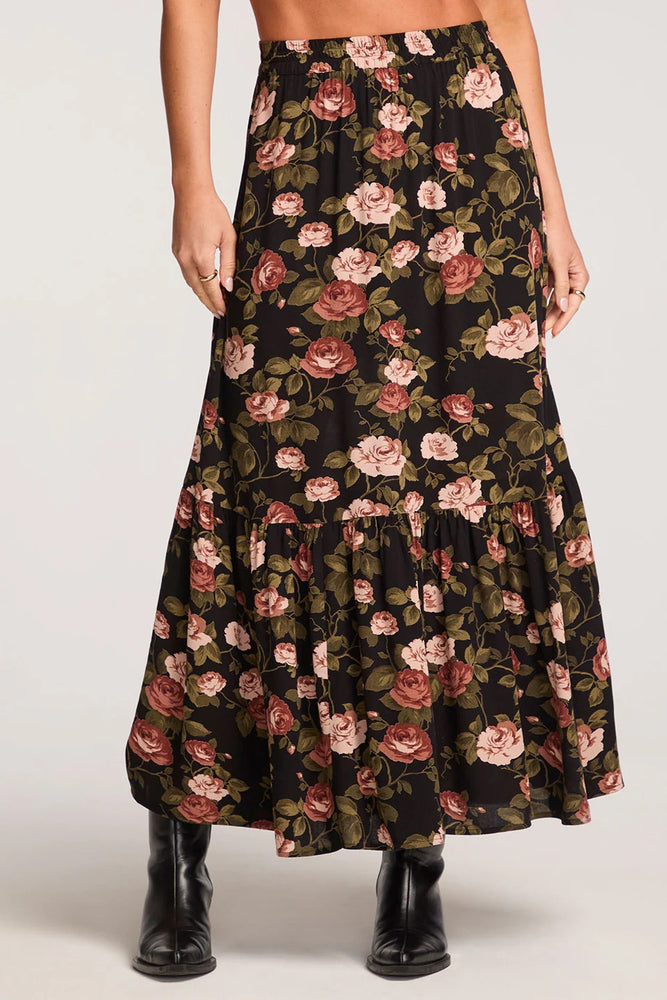 Maud Midi Skirt Black/Floral