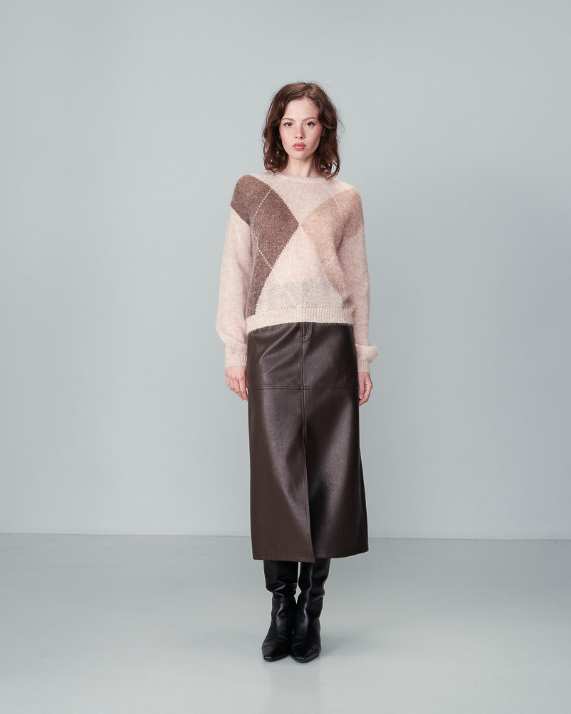 Nanse Mohair Sweater Argyle Beige