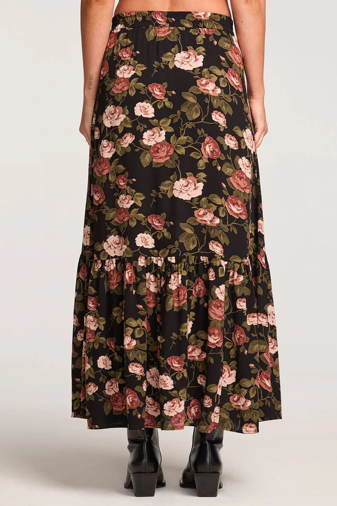 Maud Midi Skirt Black/Floral