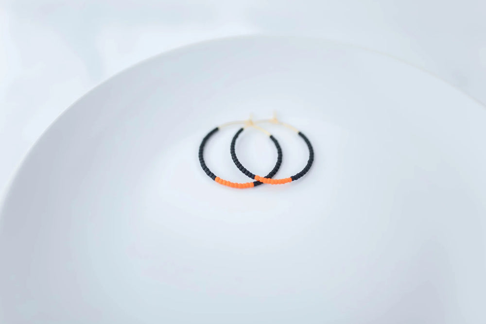 Beaded Oregon Hoops - OSU Beaver Black