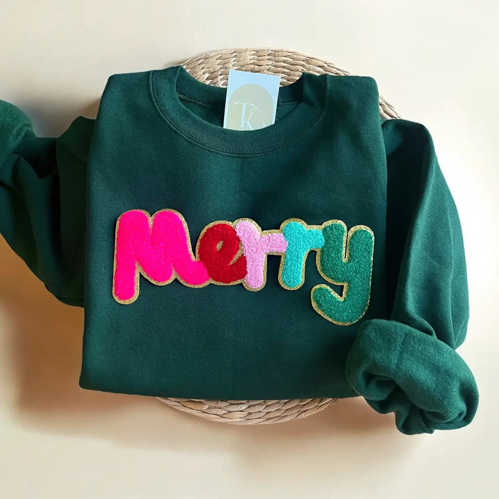 Merry Chenille Patch Sweatshirt Forest