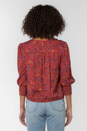 Clemence Paisley Top Rust