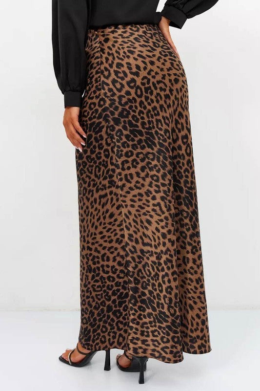 Lilith High Waist Maxi Skirt Leopard