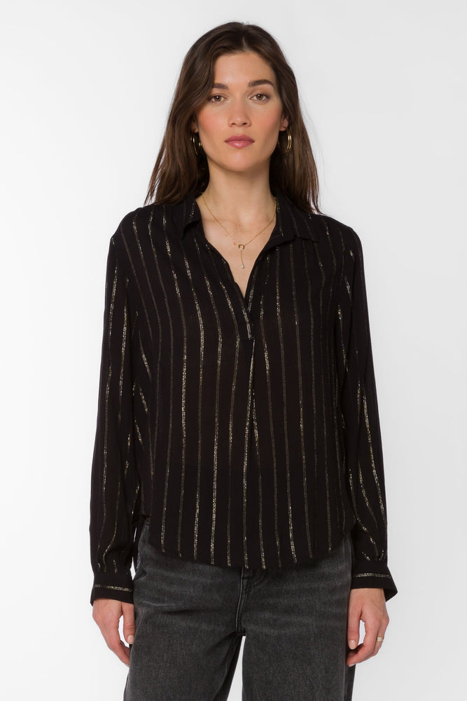 Kenzie Top Black Lurex Stripe