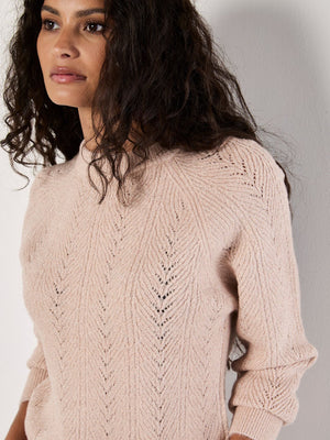 Chevron Pointelle Lurex Sweater Pink