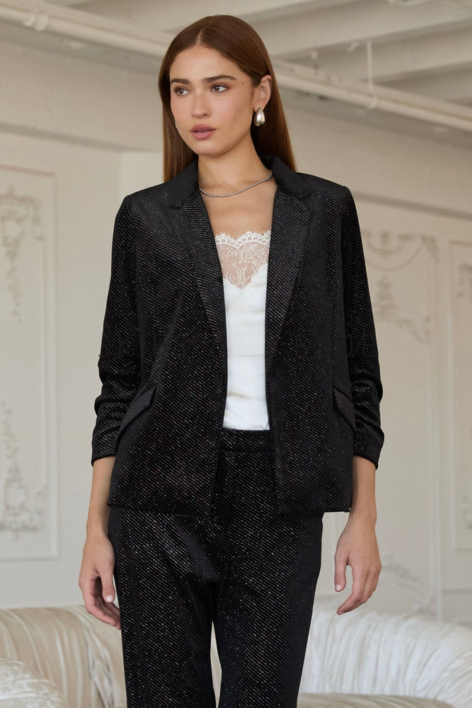 Velvet Embellished Blazer Black/Multi