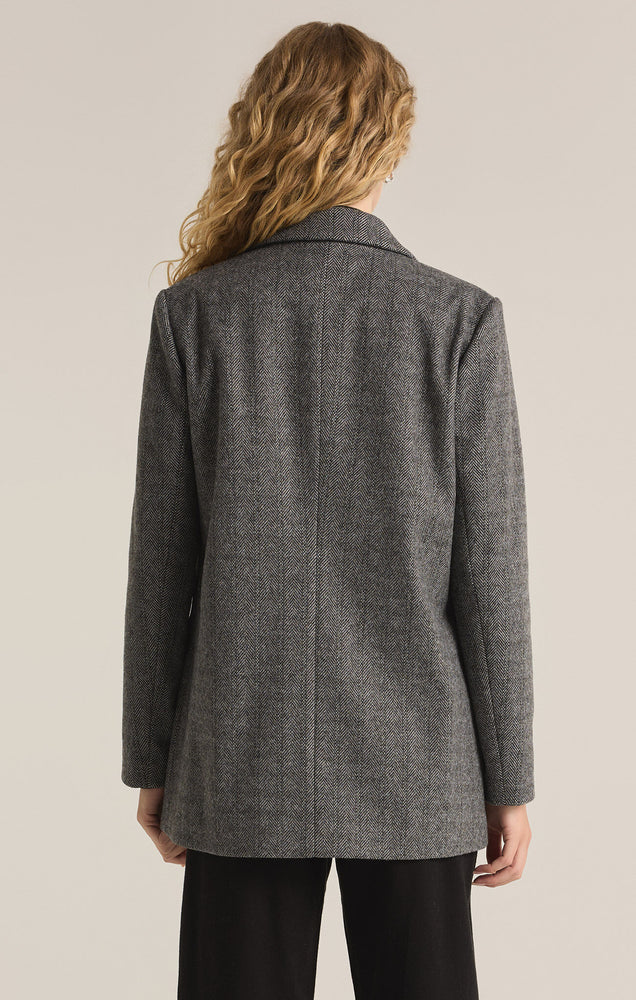 Leighton Herringbone Blazer Charcoal Heather