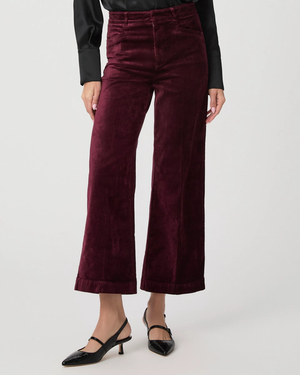 Anessa Velvet Trouser Wide Leg Dark Oxblood