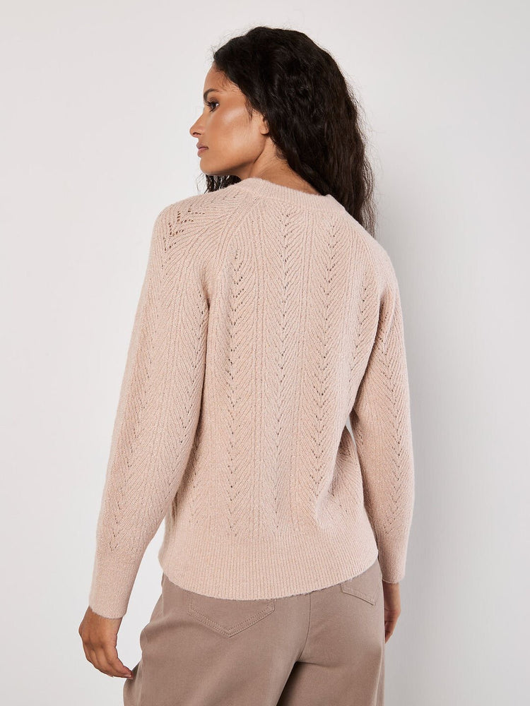 Chevron Pointelle Lurex Sweater Pink