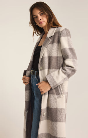 Conway Buffalo Plaid Coat Slate Grey