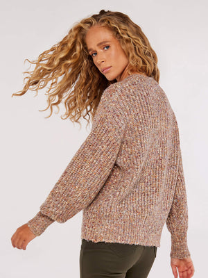 
            
                Load image into Gallery viewer, Flecked Ribbed Knit Sweater Mixed Pink
            
        