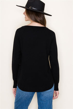 
            
                Load image into Gallery viewer, Payton Boat Neck High Low Pullover Black
            
        