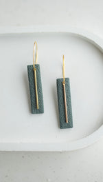 Clay Earrings Simple Hoop Rectangles - Pine