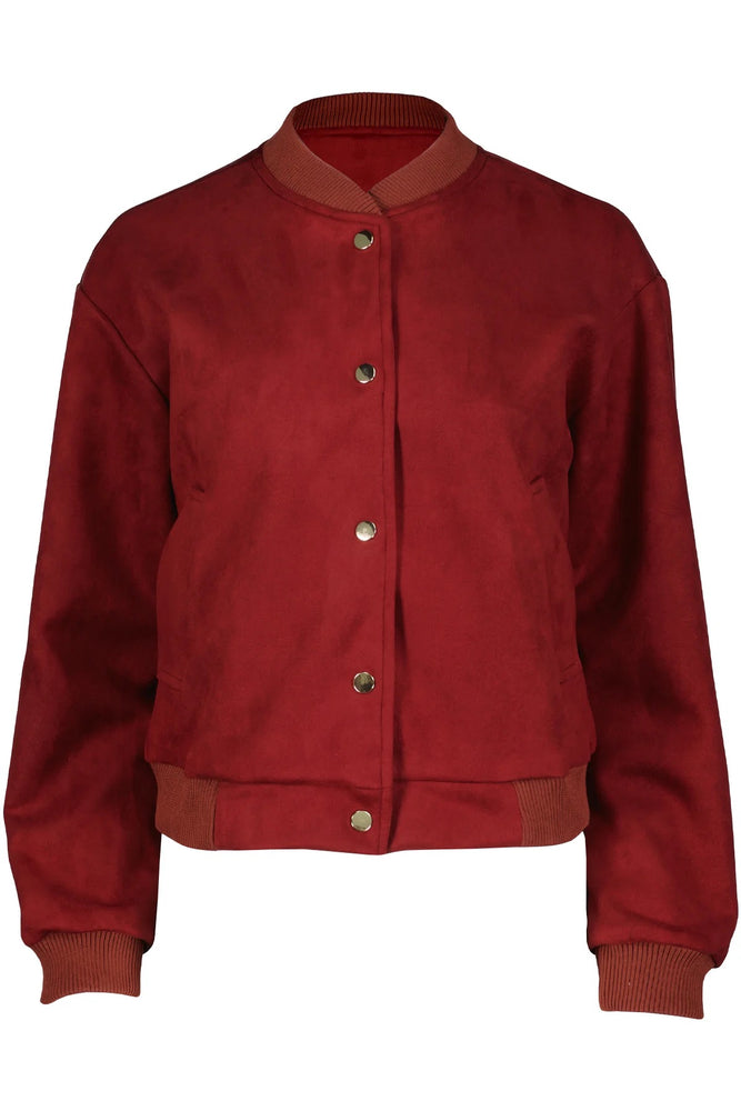 Chelsea Faux Suede Bomber Crimson