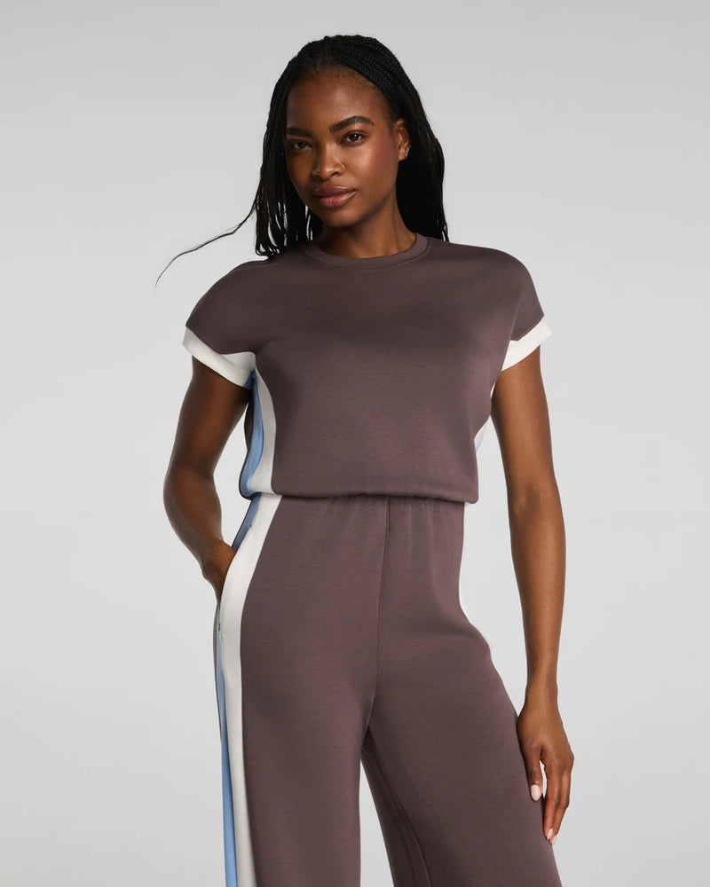 Spanx Air Essentials Colorblock Jumpsuit Dark Cacao Stripe – Mapel