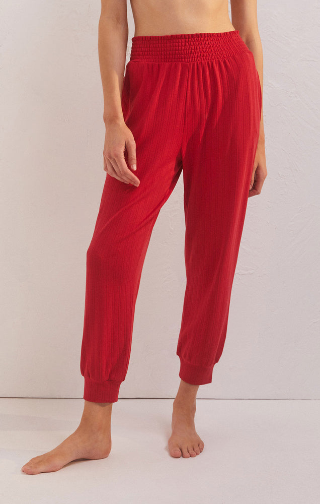 Holly Pointelle Jogger Red Cheer