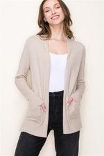 Open Front Everyday Cardigan Taupe