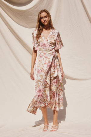 
            
                Load image into Gallery viewer, Tulip Hem Wrap Dress Soft Floral
            
        