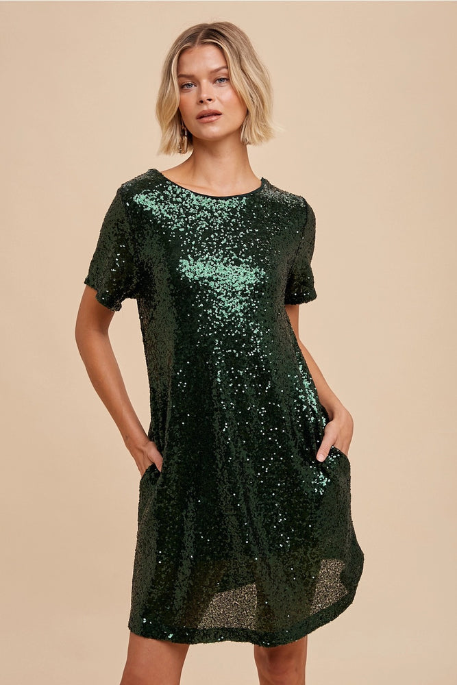 Arielle Sequin Dress Emerald