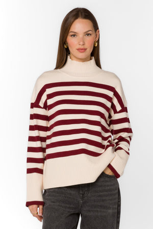 Caden Stripe Sweater Sangria