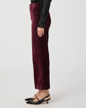 Anessa Velvet Trouser Wide Leg Dark Oxblood