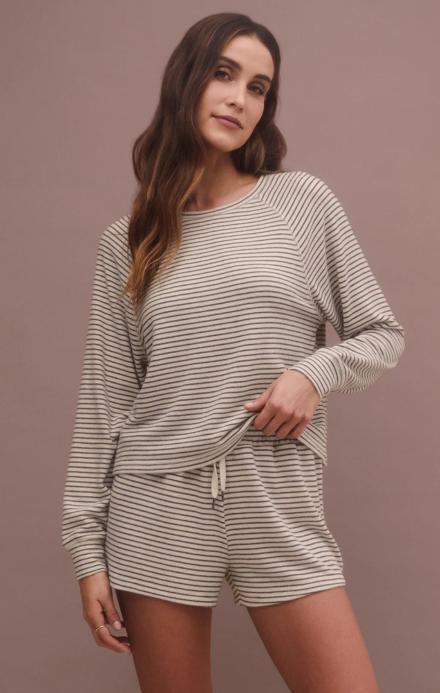 Staying In Stripe LS Top Natural